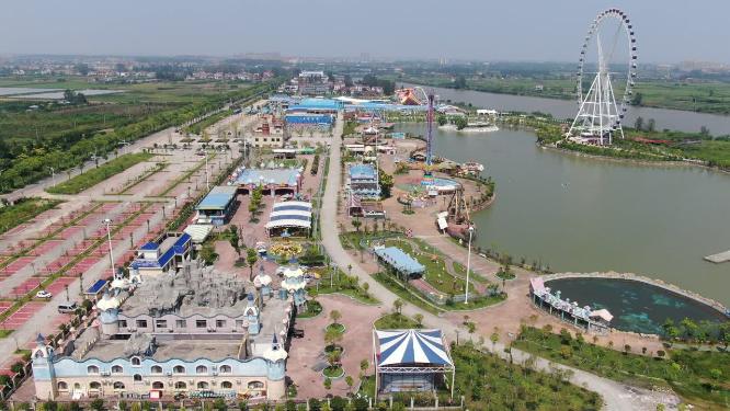 湖南岳阳洞庭湖游乐场航拍