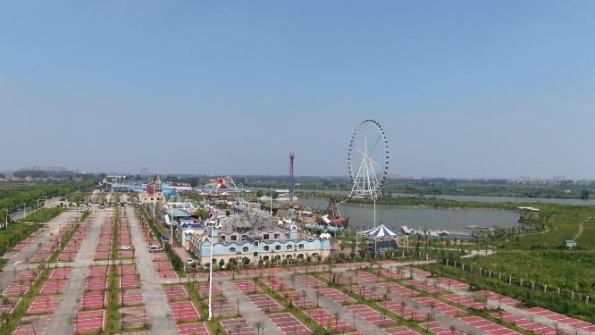 湖南岳阳洞庭湖游乐场航拍