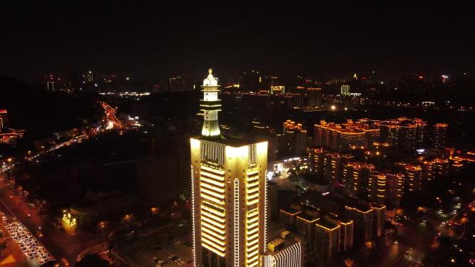 湖南长沙城市夜景灯光秀航拍