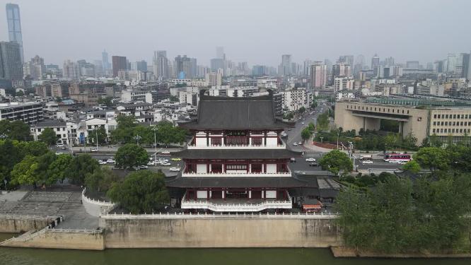 湖南长沙杜浦江阁地标航拍