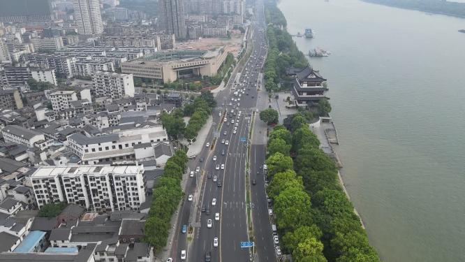 湖南长沙湘江中路交通航拍