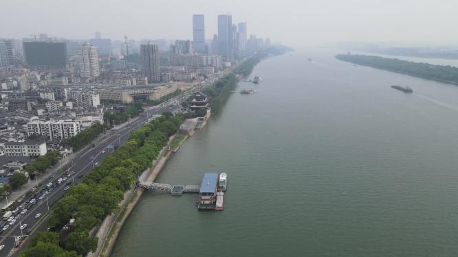 湖南长沙湘江中路交通航拍