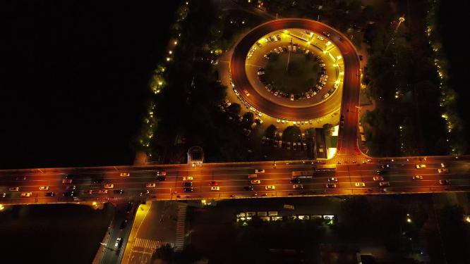 湖南长沙湘江橘子洲夜景航拍