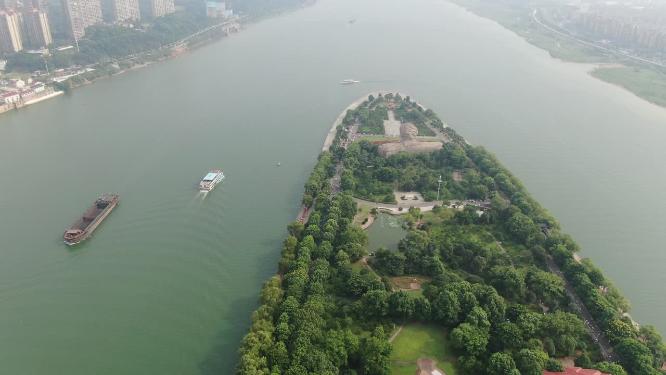 湖南长沙湘江橘子洲航拍