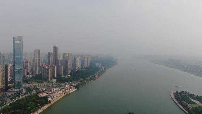 湖南长沙湘江橘子洲航拍
