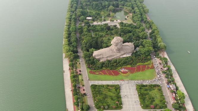 湖南长沙湘江橘子洲航拍