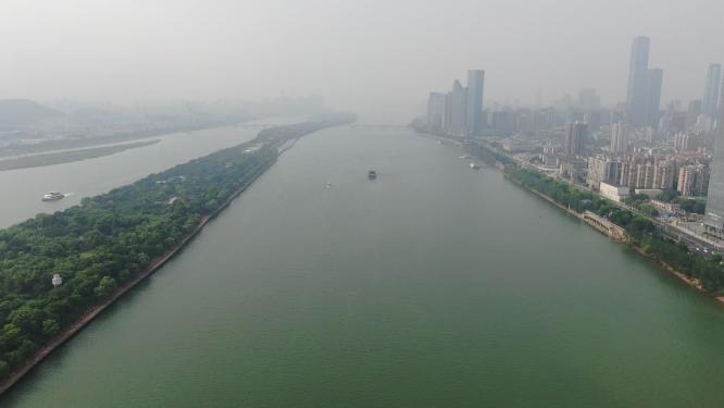 湖南长沙湘江橘子洲航拍