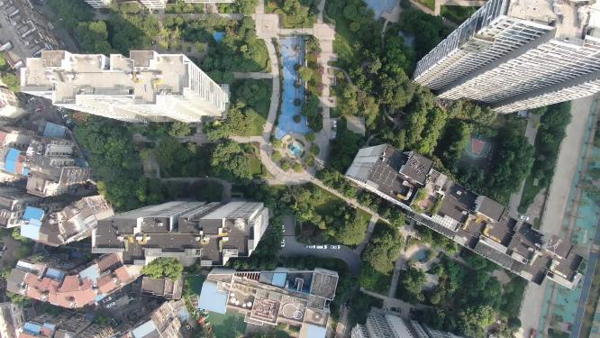 航拍城市高楼建筑小区
