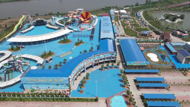 湖南岳阳洞庭湖游乐场航拍