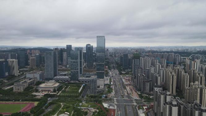 航拍广西南宁五象新区商务建筑