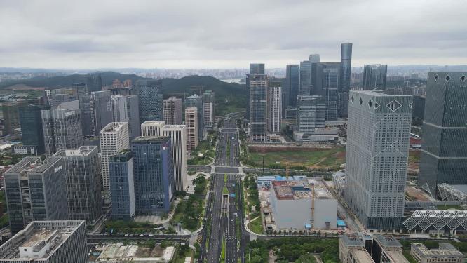 航拍广西南宁五象新区商务建筑