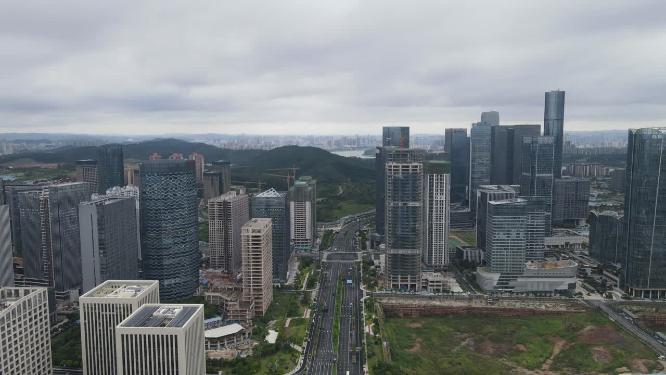 航拍广西南宁五象新区商务建筑