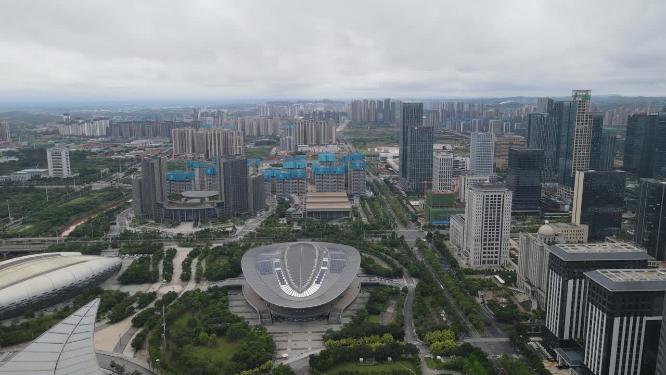 航拍城市广西南宁体育中心