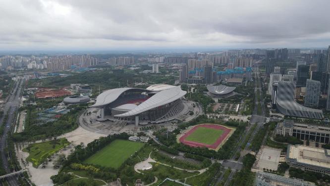 航拍城市广西南宁体育中心