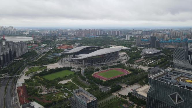 航拍城市广西南宁体育中心