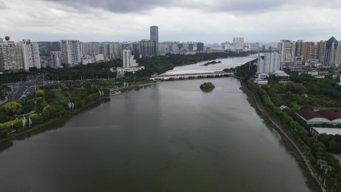 城市航拍广西南宁南湖公园