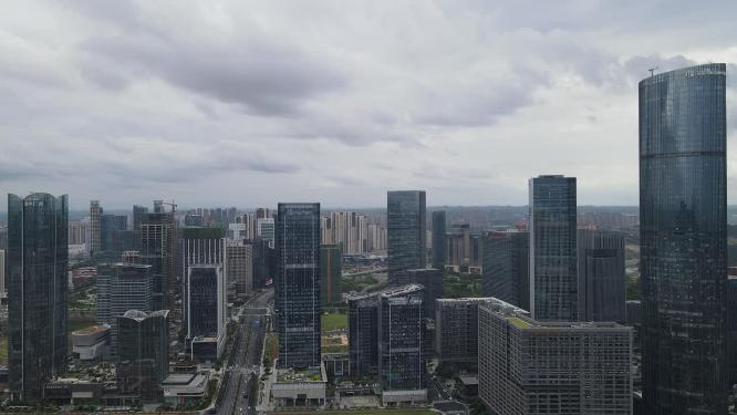 航拍广西南宁城市商务建筑