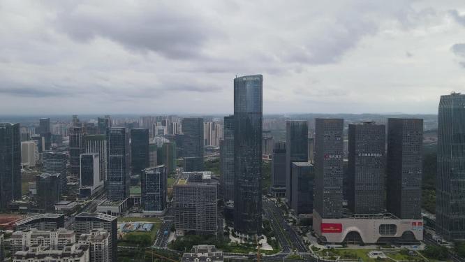 航拍广西南宁城市商务建筑