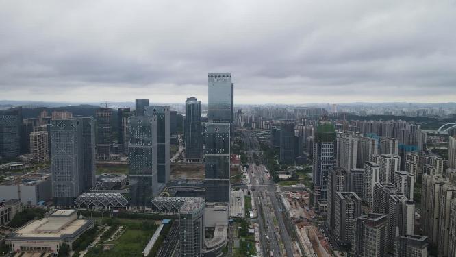 航拍广西南宁城市商务建筑