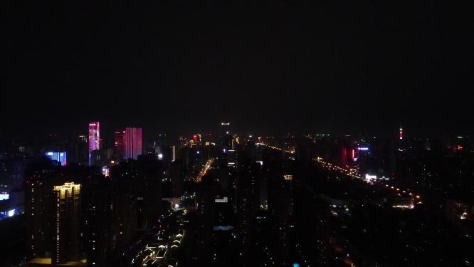航拍河北石家庄城市夜景