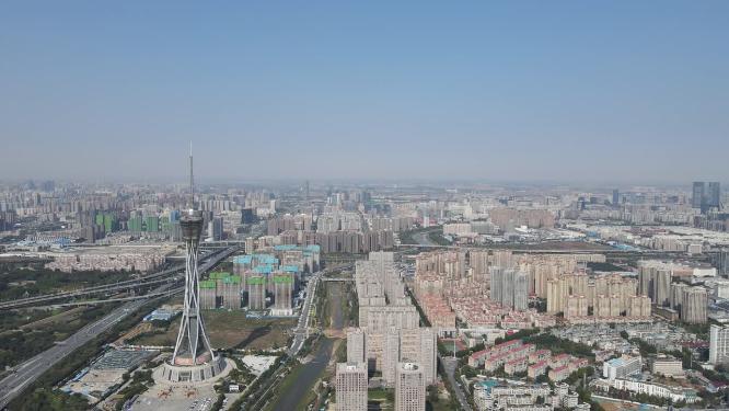 航拍河南郑州中原福塔