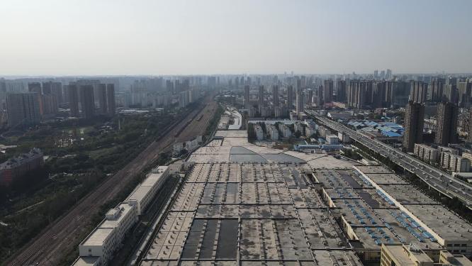 航拍河南郑州市轨道交通5号线车辆段