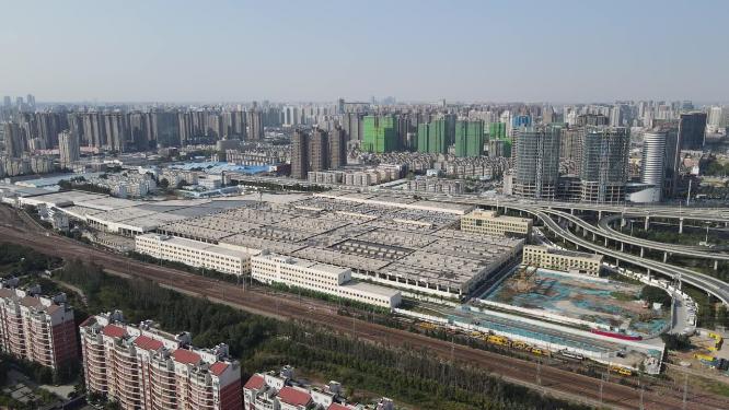 航拍河南郑州市轨道交通5号线车辆段