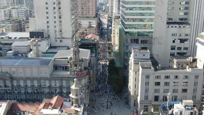 湖北武汉江汉路商业圈高楼建筑航拍