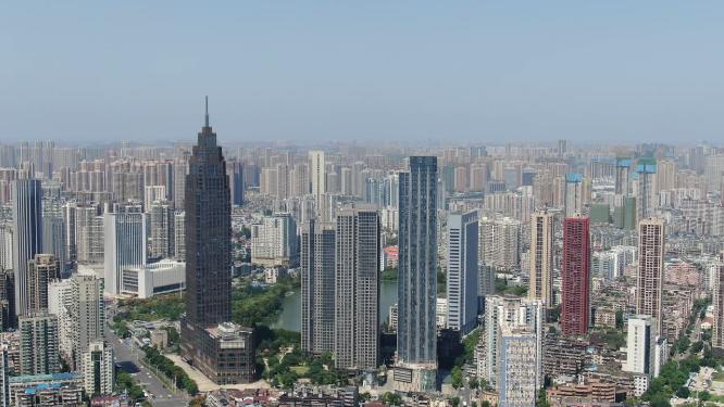 湖北武汉汉口金融中心商务建筑航拍