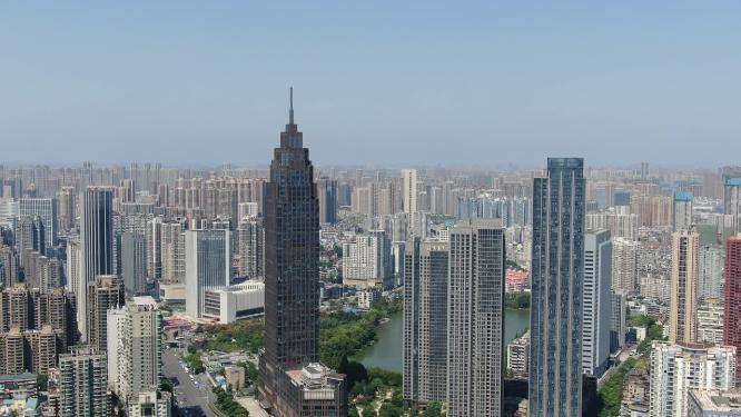湖北武汉汉口金融中心商务建筑航拍