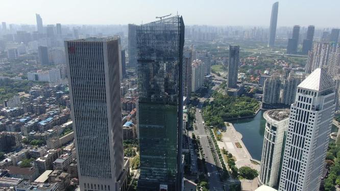 湖北武汉汉口金融中心商务建筑航拍