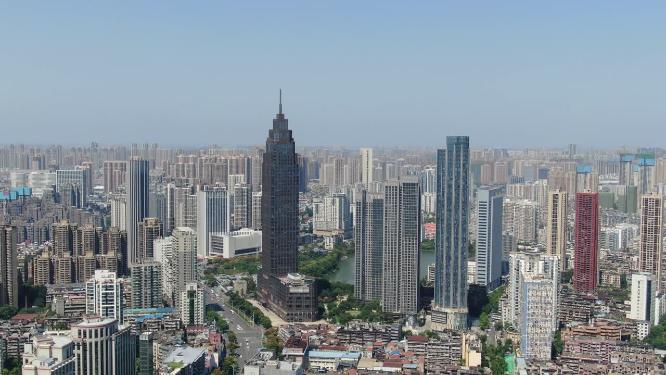 湖北武汉汉口金融中心商务建筑航拍