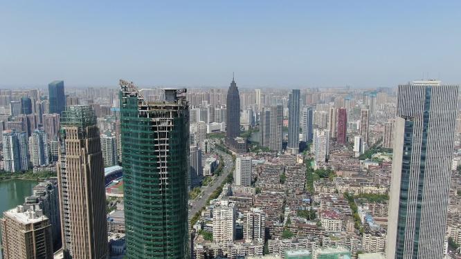 湖北武汉汉口城市高楼建筑航拍