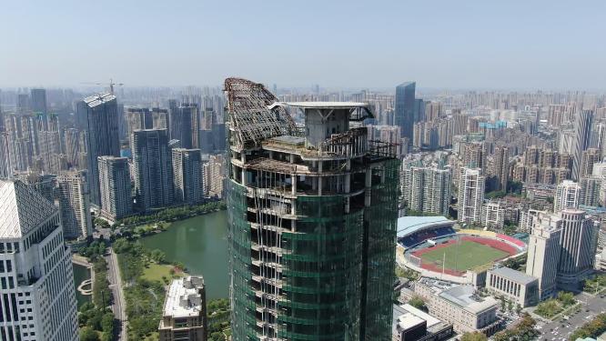 湖北武汉城市高楼建筑航拍