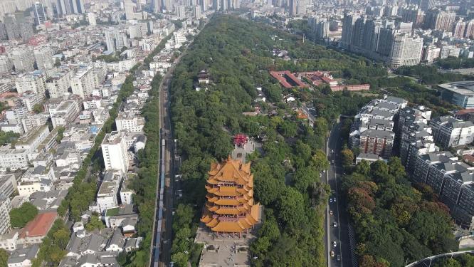 航拍湖北武汉黄鹤楼景区