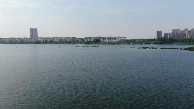航拍湖南岳阳东湖公园