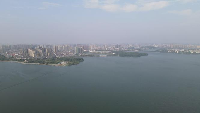 航拍湖南岳阳南湖公园