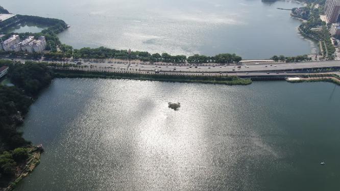 城市航拍湖南岳阳南湖大道 
