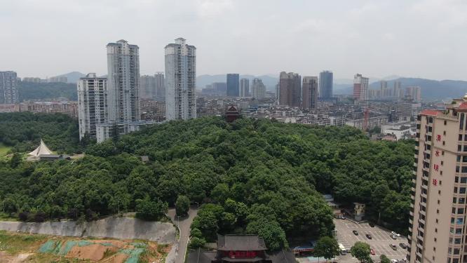 航拍湖南怀化舞阳公园