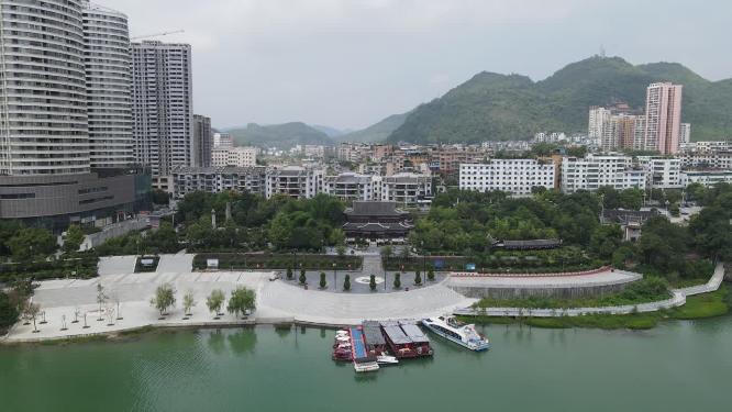 航拍贵州铜仁三江阁