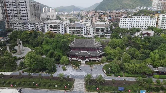 航拍贵州铜仁三江阁