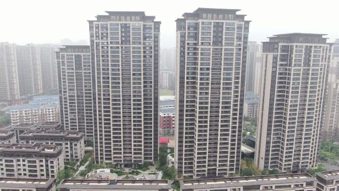 航拍福建漳州城市住宅楼