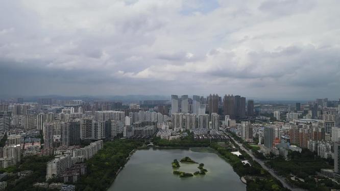 航拍高铁轨道高架桥