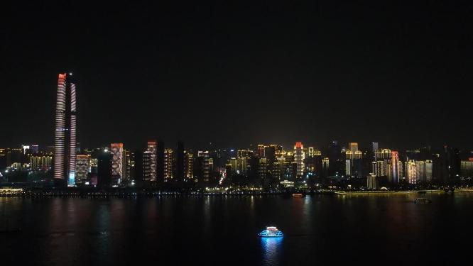 武汉城市夜景灯光航拍