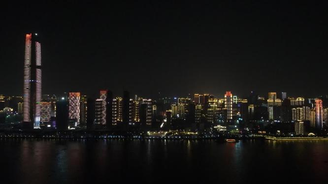 武汉城市夜景灯光航拍