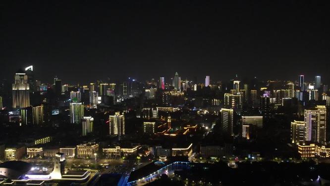 武汉城市夜景灯光航拍