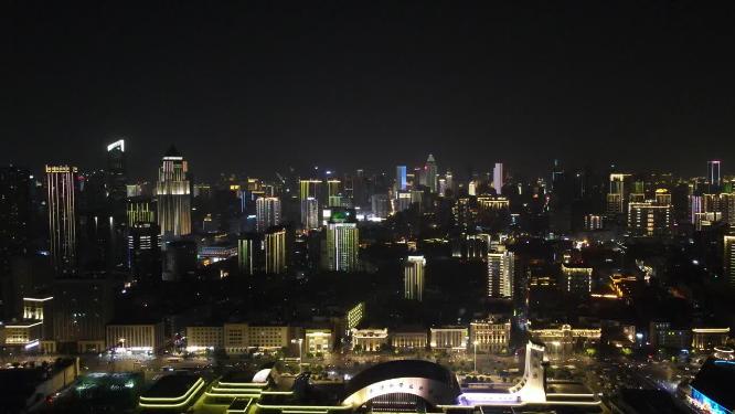 武汉城市夜景灯光航拍