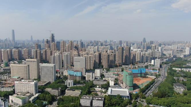 武汉密集高楼建筑航拍