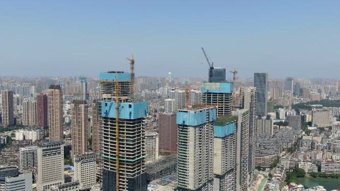 武汉密集高楼建筑航拍