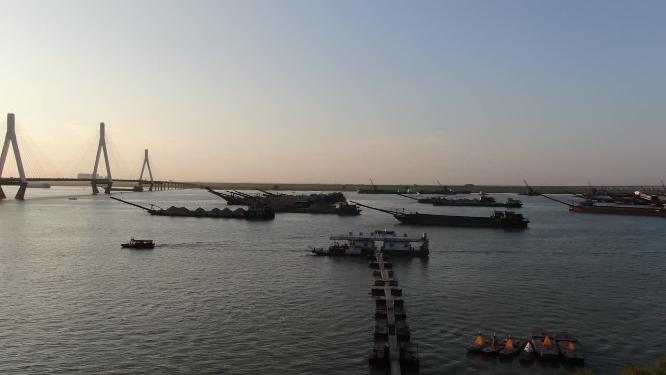 湖南岳阳长江洞庭湖风光航拍